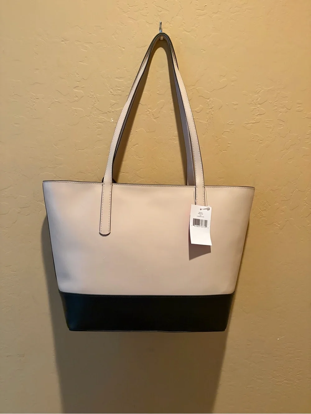 kate spade New York Briel Neutral Two-Tone Beige and Black Tote with Charm